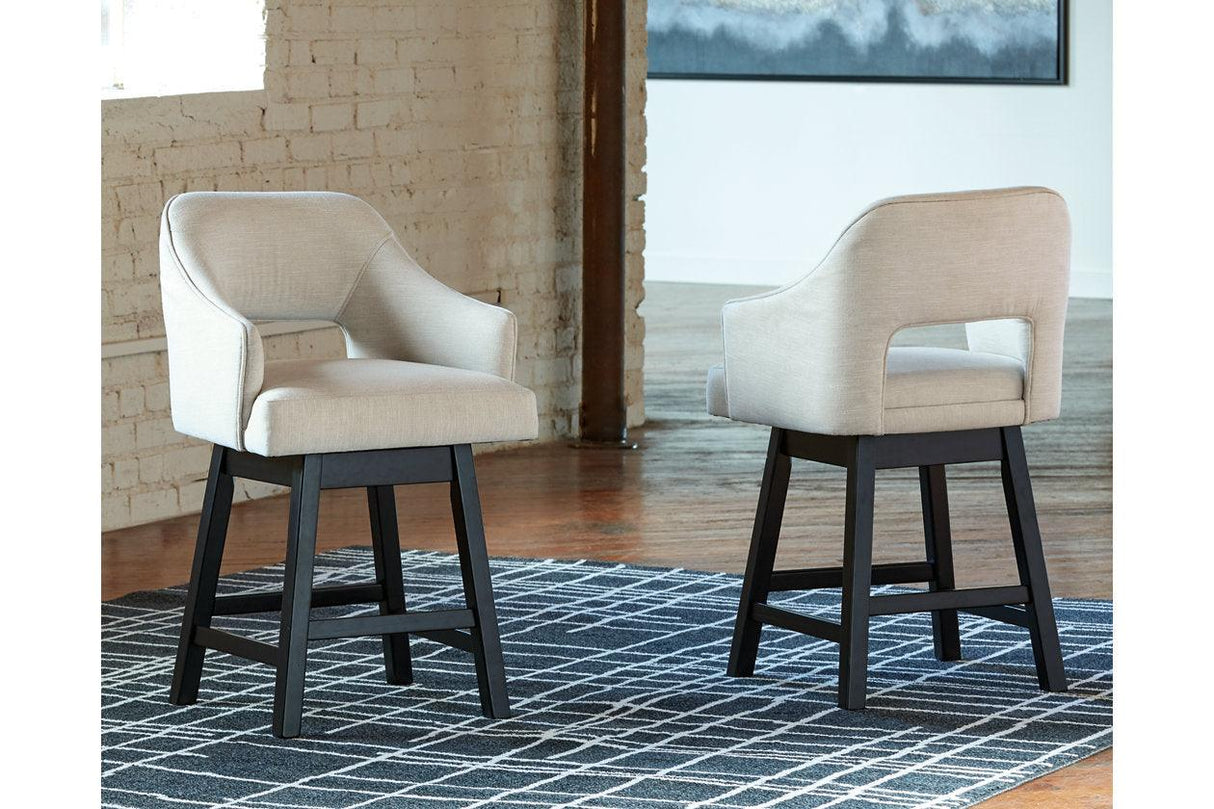 Tallenger Linen/Brown Counter Height Barstool, Set of 2 by Ashley at Eve Furniture