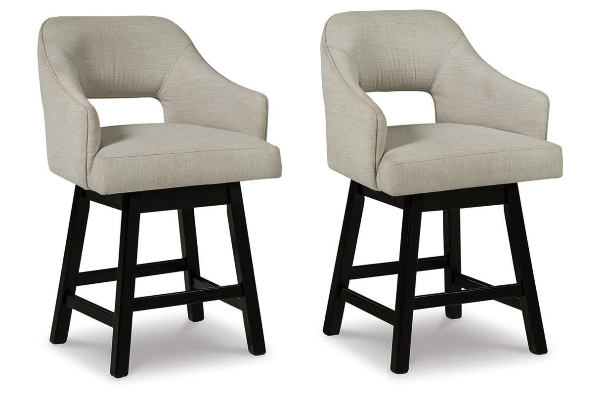 Tallenger Linen/Brown Counter Height Barstool, Set of 2 by Ashley at Eve Furniture