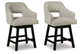 Tallenger Linen/Brown Counter Height Barstool, Set of 2 by Ashley at Eve Furniture