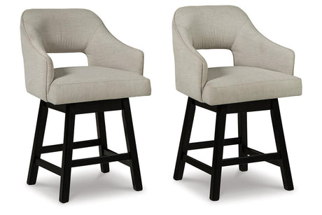 Tallenger Linen/Brown Counter Height Barstool, Set of 2 by Ashley at Eve Furniture