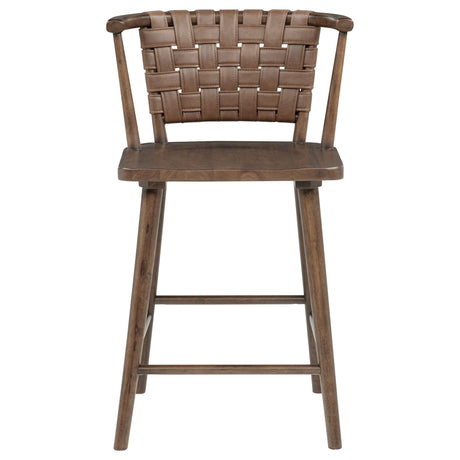 Tallis Brown Woven Leatherette Back Counter Chair (Set of 2) by Coaster at Eve Furniture