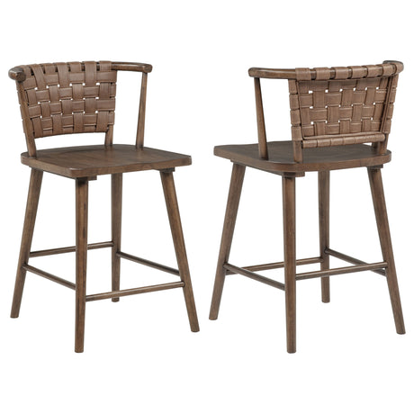 Tallis Brown Woven Leatherette Back Counter Chair (Set of 2) by Coaster at Eve Furniture