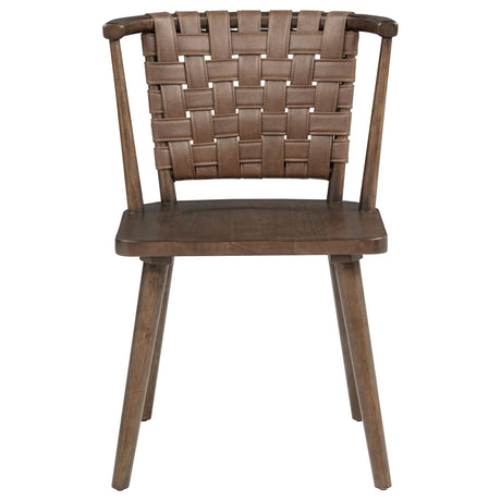 Tallis Brown Woven Leatherette Back Dining Side Chair (Set of 2) by Coaster at Eve Furniture
