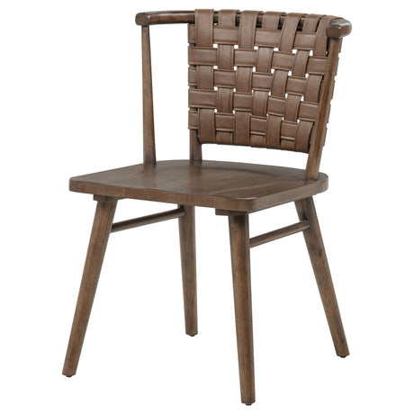 Tallis Brown Woven Leatherette Back Dining Side Chair (Set of 2) by Coaster at Eve Furniture