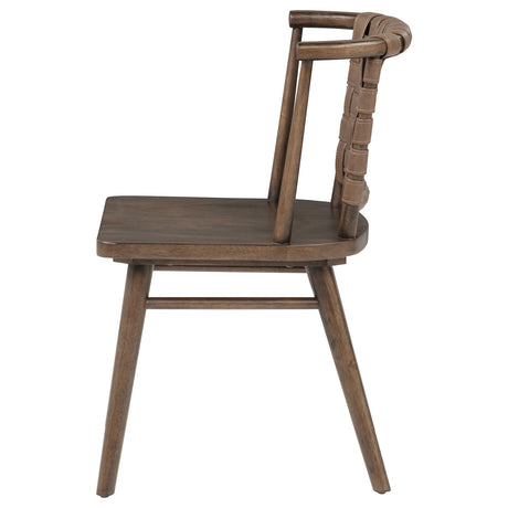 Tallis Brown Woven Leatherette Back Dining Side Chair (Set of 2) by Coaster at Eve Furniture