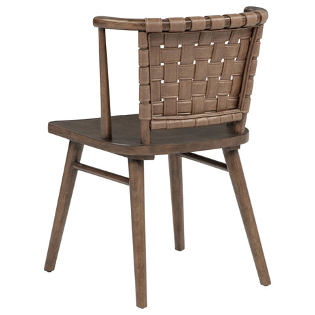 Tallis Brown Woven Leatherette Back Dining Side Chair (Set of 2) by Coaster at Eve Furniture