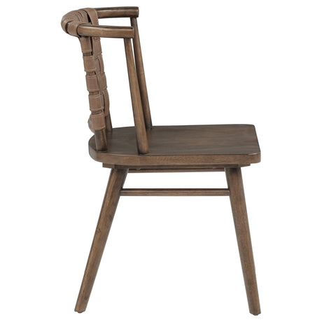 Tallis Brown Woven Leatherette Back Dining Side Chair (Set of 2) by Coaster at Eve Furniture
