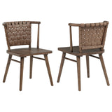 Tallis Brown Woven Leatherette Back Dining Side Chair (Set of 2) by Coaster at Eve Furniture