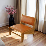 Talon Solid Wood Tan Leather Lounge Chair by Ashcroft Furniture at Eve Furniture