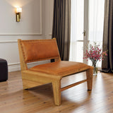 Talon Solid Wood Tan Leather Lounge Chair by Ashcroft Furniture at Eve Furniture