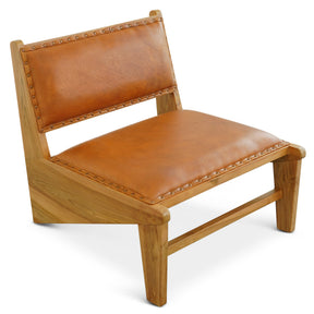 Talon Solid Wood Tan Leather Lounge Chair by Ashcroft Furniture at Eve Furniture