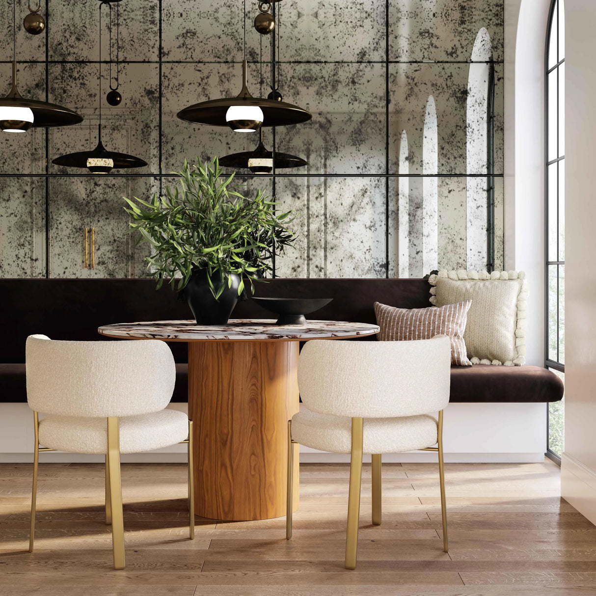 Tamara Marble Ceramic 47" Round Dinette Table by TOV Furniture at Eve Furniture