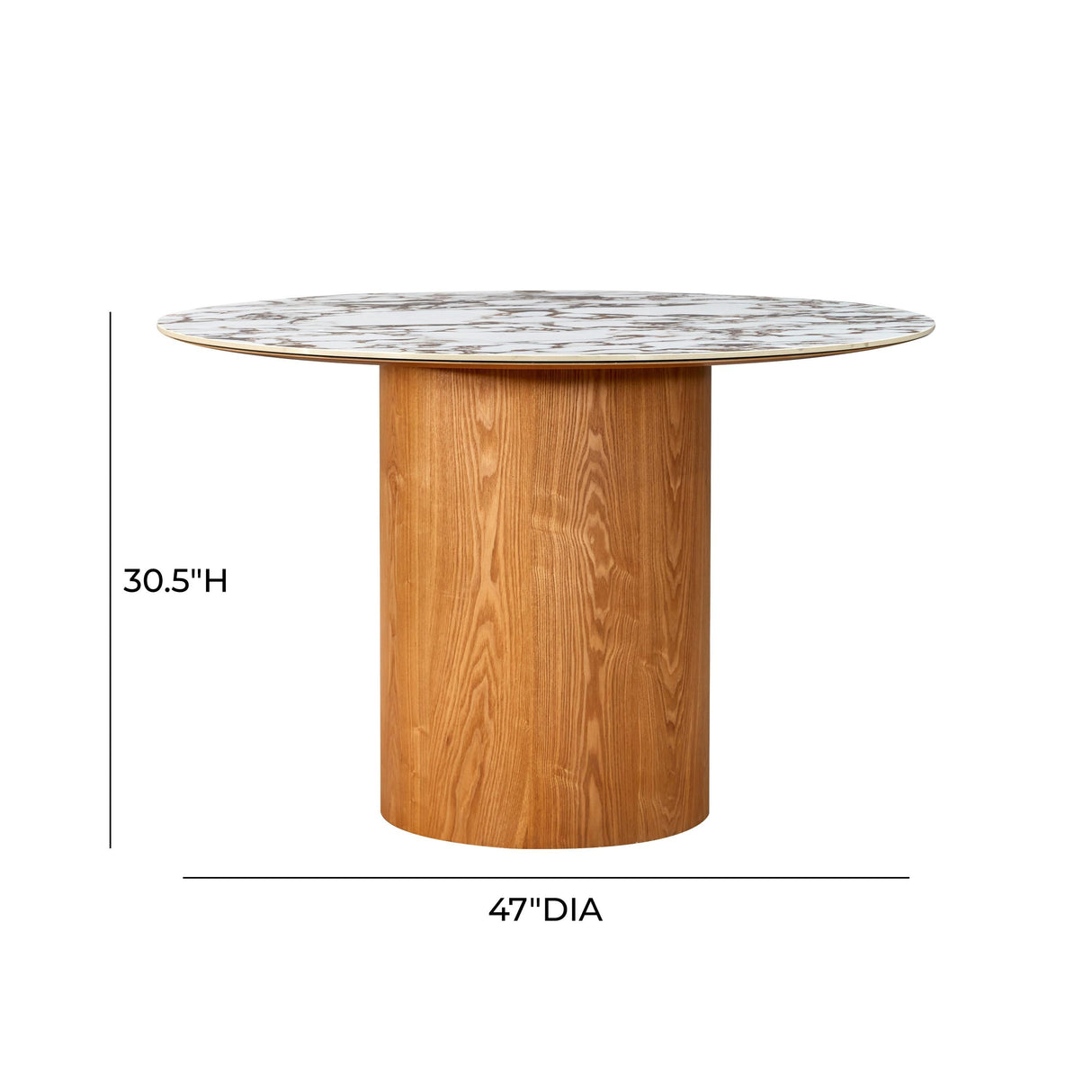 Tamara Marble Ceramic 47" Round Dinette Table by TOV Furniture at Eve Furniture