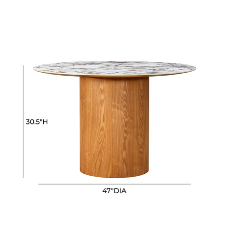 Tamara Marble Ceramic 47" Round Dinette Table by TOV Furniture at Eve Furniture