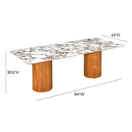 Tamara Marble Ceramic 94" Rectangular Dining Table by TOV Furniture at Eve Furniture