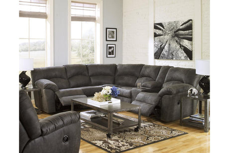 Tambo Pewter 2-Piece Manual Reclining Sectional by Ashley at Eve Furniture