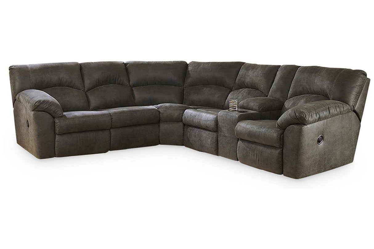 Tambo Pewter 2-Piece Manual Reclining Sectional by Ashley at Eve Furniture
