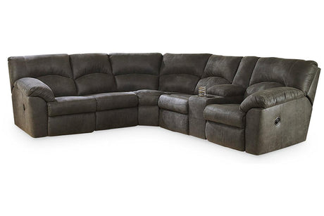 Tambo Pewter 2-Piece Manual Reclining Sectional by Ashley at Eve Furniture