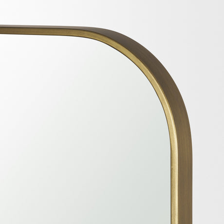 Tamira Brushed Brass Metal Arched Mirror by Mercana at Eve Furniture