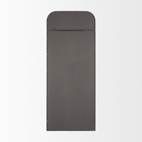 Tamira Tall Brushed Gunmetal Metal Arched Mirror by Mercana at Eve Furniture