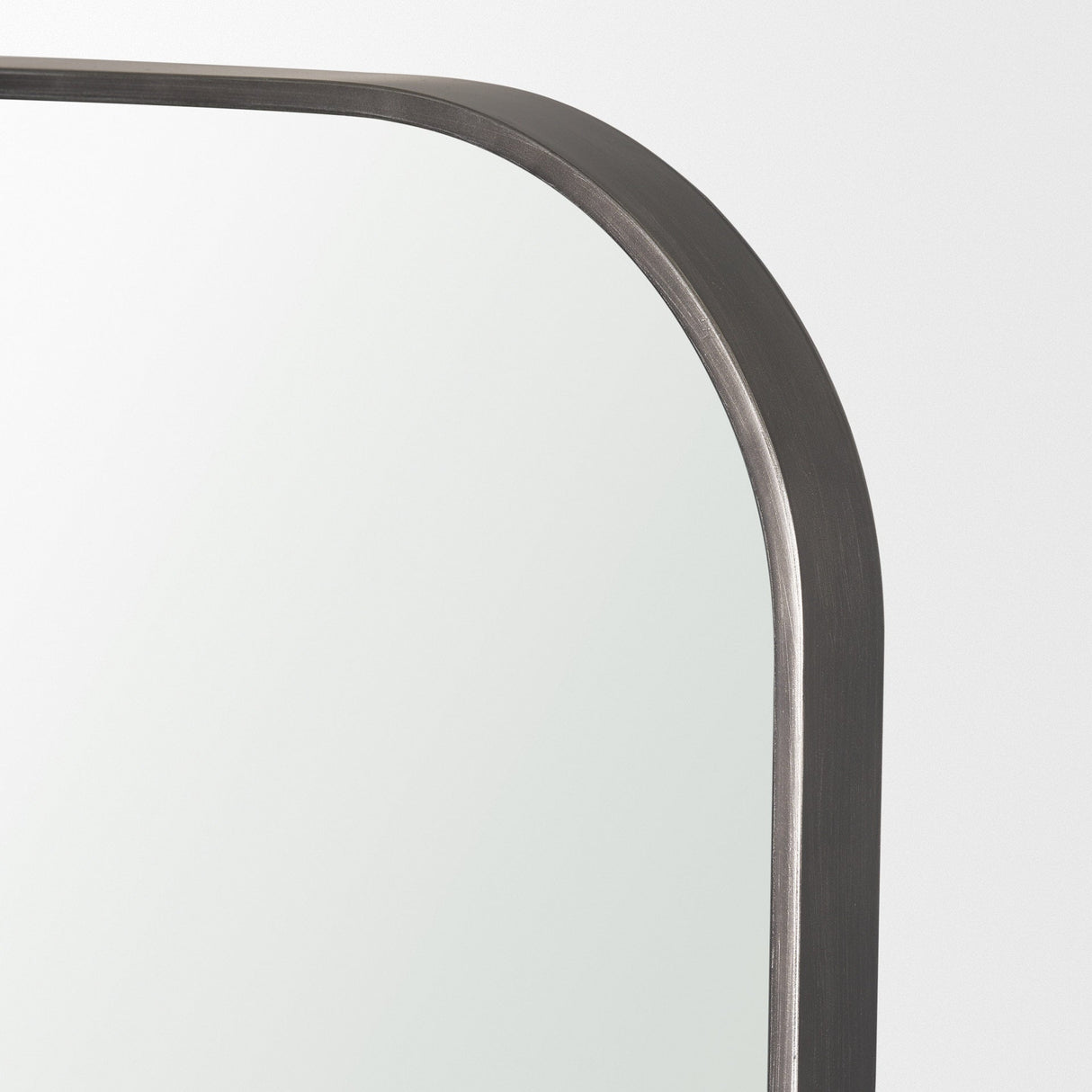 Tamira Tall Brushed Gunmetal Metal Arched Mirror by Mercana at Eve Furniture