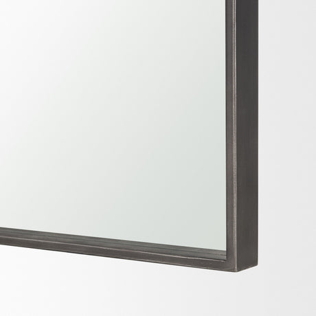 Tamira Tall Brushed Gunmetal Metal Arched Mirror by Mercana at Eve Furniture