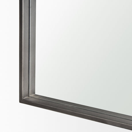 Tamira Tall Brushed Gunmetal Metal Arched Mirror by Mercana at Eve Furniture