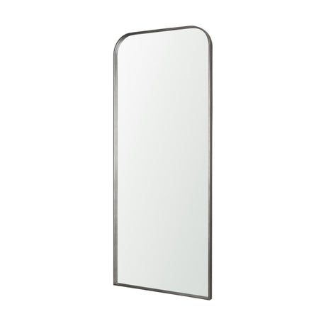 Tamira Tall Brushed Gunmetal Metal Arched Mirror by Mercana at Eve Furniture