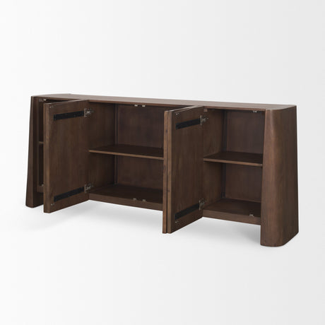 Tammar Brown Wood 4-Door Sideboard by Mercana at Eve Furniture