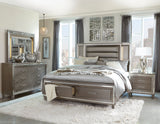 Tamsin Silver/Gray Metallic California King LED Upholstered Storage Platform Bed by Homelegance at Eve Furniture