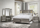 Tamsin Silver/Gray Metallic California King LED Upholstered Storage Platform Bed by Homelegance at Eve Furniture