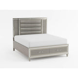 Tamsin Silver/Gray Metallic California King LED Upholstered Storage Platform Bed by Homelegance at Eve Furniture