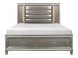 Tamsin Silver/Gray Metallic California King LED Upholstered Storage Platform Bed by Homelegance at Eve Furniture