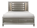Tamsin Silver/Gray Metallic California King LED Upholstered Storage Platform Bed by Homelegance at Eve Furniture