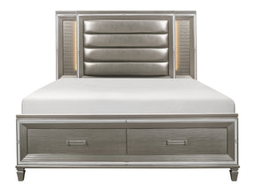 Tamsin Silver/Gray Metallic California King LED Upholstered Storage Platform Bed by Homelegance at Eve Furniture
