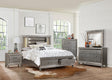 Tamsin Silver/Gray Metallic LED Upholstered Storage Platform Bedroom Set by Homelegance at Eve Furniture