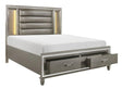 Tamsin Silver/Gray Metallic Queen LED Upholstered Storage Platform Bed by Homelegance at Eve Furniture