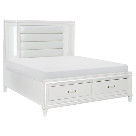 Tamsin White California King LED Upholstered Storage Platform Bed by Homelegance at Eve Furniture
