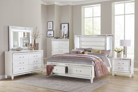 Tamsin White California King LED Upholstered Storage Platform Bed by Homelegance at Eve Furniture