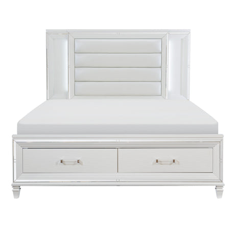 Tamsin White California King LED Upholstered Storage Platform Bed by Homelegance at Eve Furniture