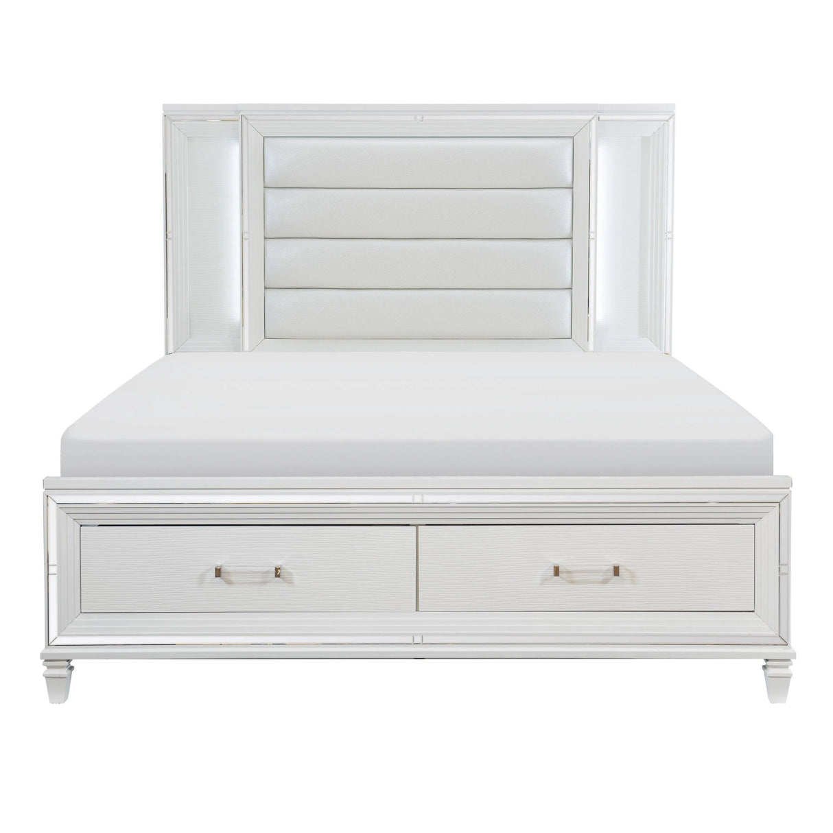 Tamsin White King LED Upholstered Storage Platform Bed by Homelegance at Eve Furniture