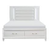 Tamsin White King LED Upholstered Storage Platform Bed by Homelegance at Eve Furniture