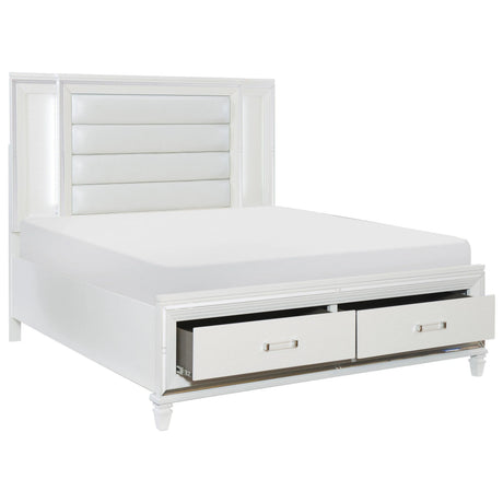 Tamsin White LED Upholstered Storage Platform Bedroom Set by Homelegance at Eve Furniture