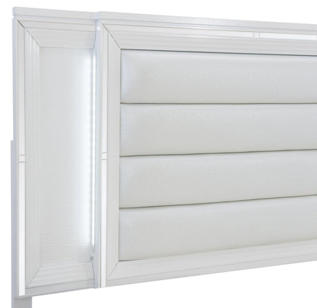 Tamsin White LED Upholstered Storage Platform Bedroom Set by Homelegance at Eve Furniture