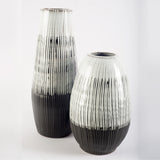 Tanami II Short Dark Brown/White Glazed Ceramic Vase by Mercana at Eve Furniture