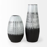 Tanami II Short Dark Brown/White Glazed Ceramic Vase by Mercana at Eve Furniture