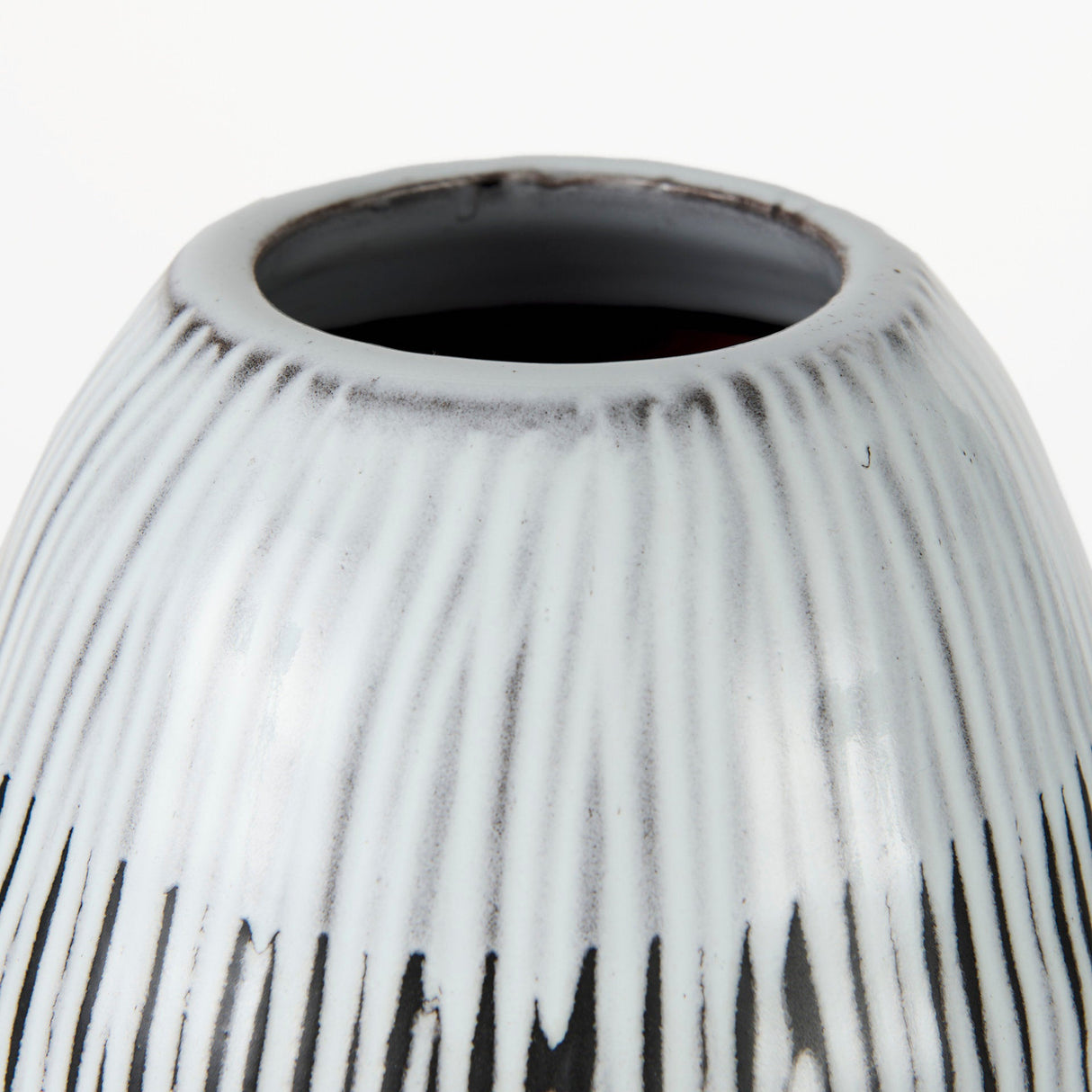 Tanami II Short Dark Brown/White Glazed Ceramic Vase by Mercana at Eve Furniture