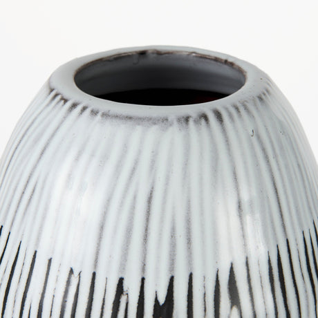 Tanami II Short Dark Brown/White Glazed Ceramic Vase by Mercana at Eve Furniture