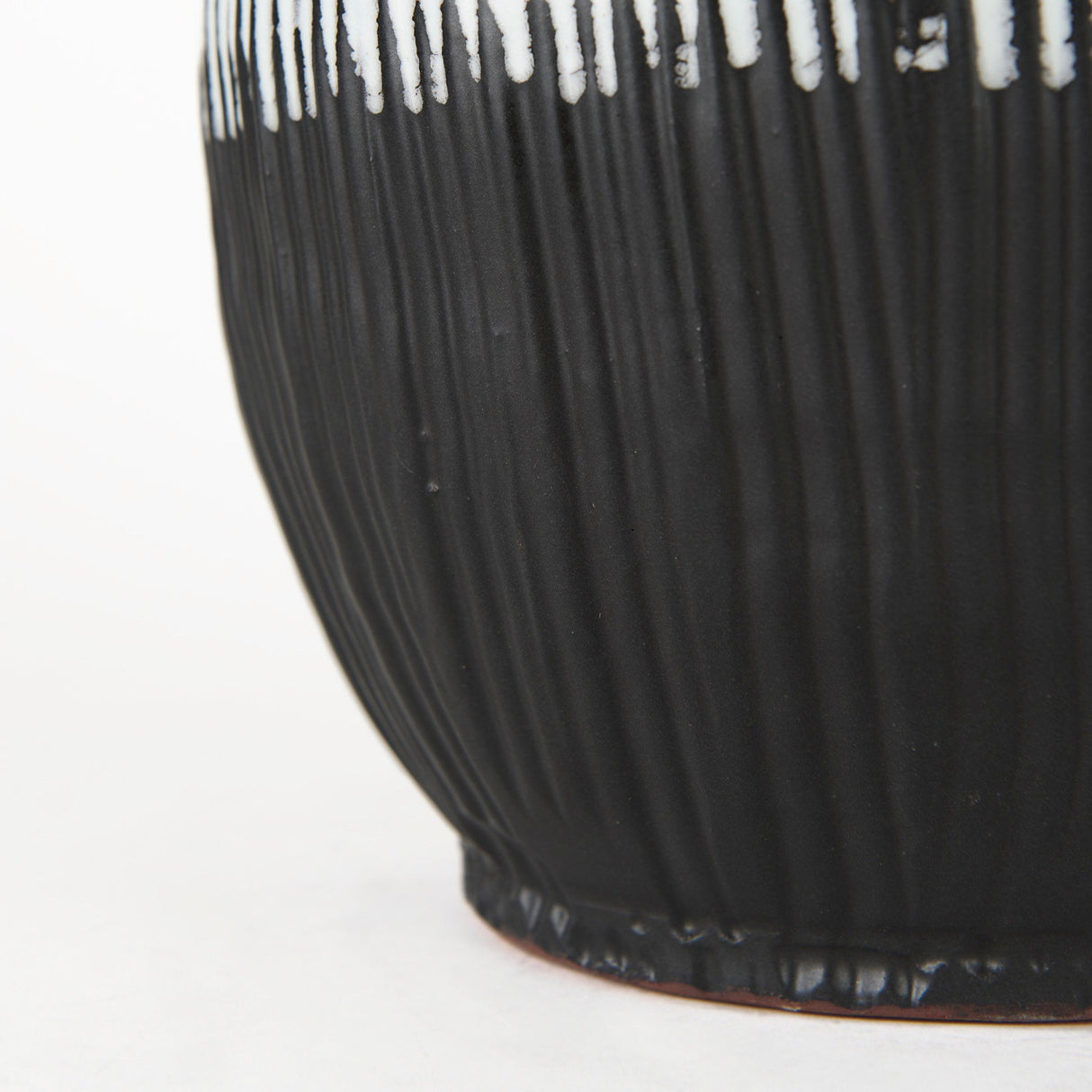 Tanami II Short Dark Brown/White Glazed Ceramic Vase by Mercana at Eve Furniture