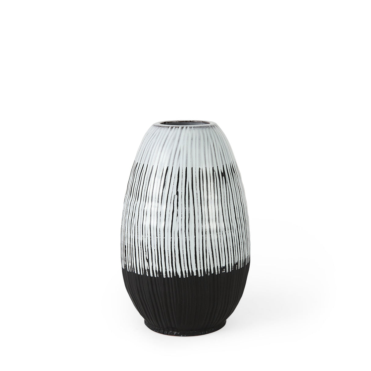 Tanami II Short Dark Brown/White Glazed Ceramic Vase by Mercana at Eve Furniture